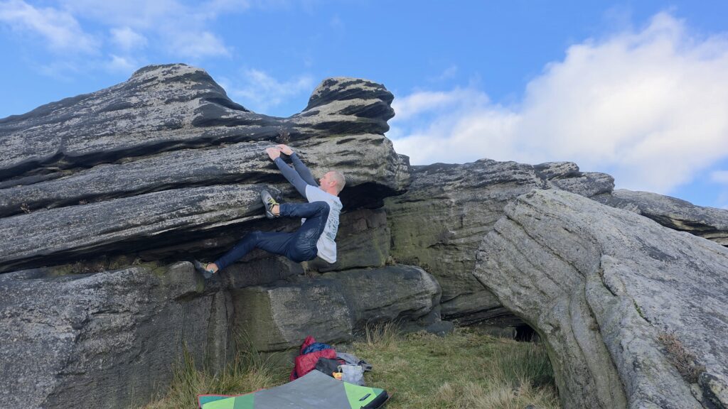 A picture of me climbing Jiggery Slopery at Stony Edge