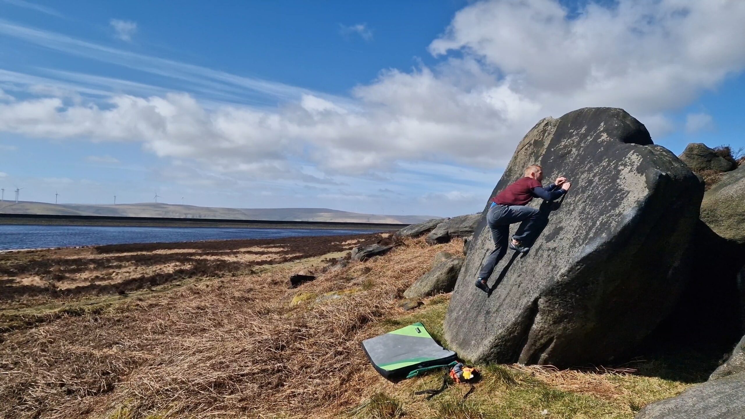 A picture of me climbing Delicat at Stony Edge