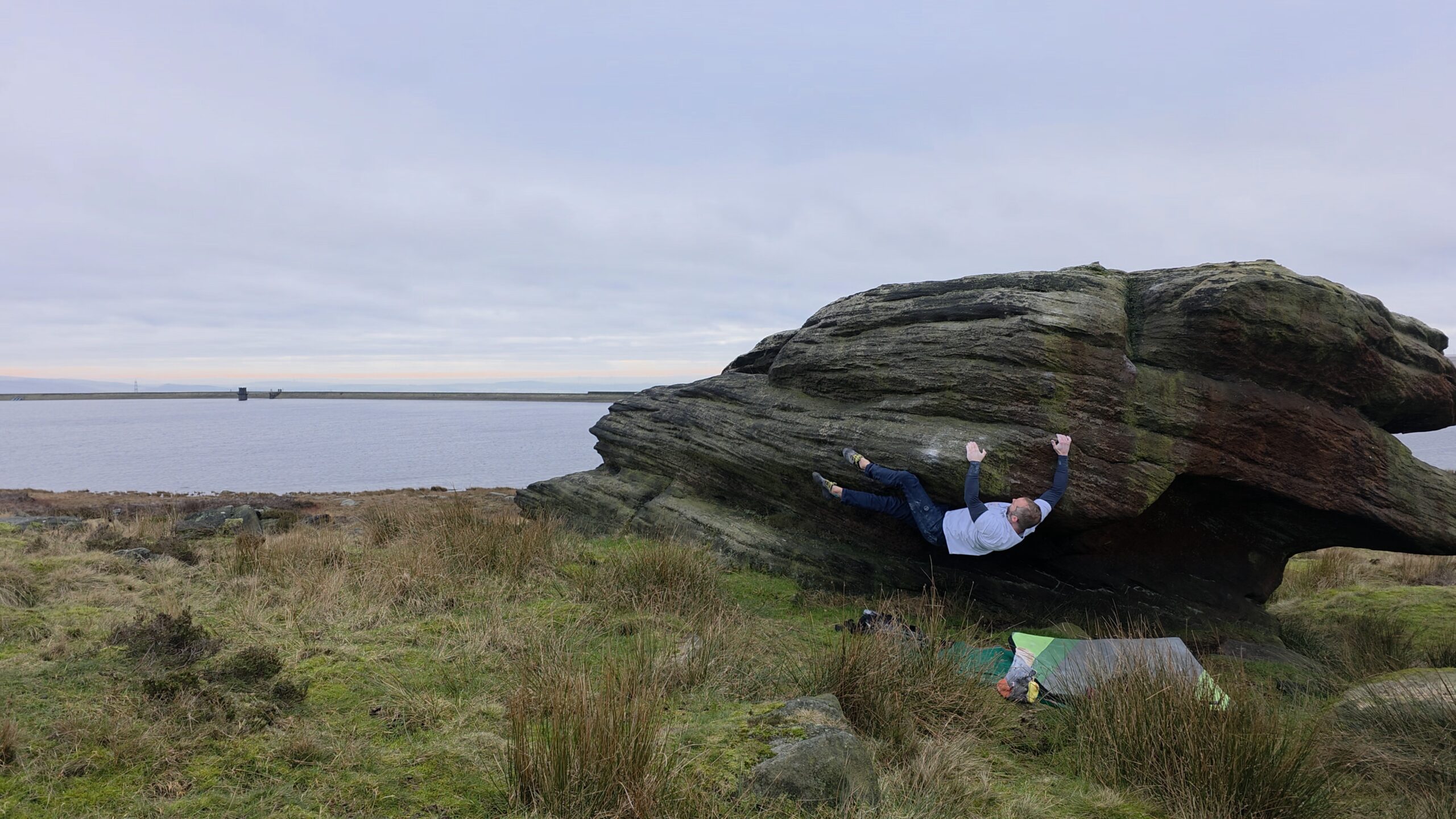 A picture of me climbing Molly The Moocher at Stony Edge