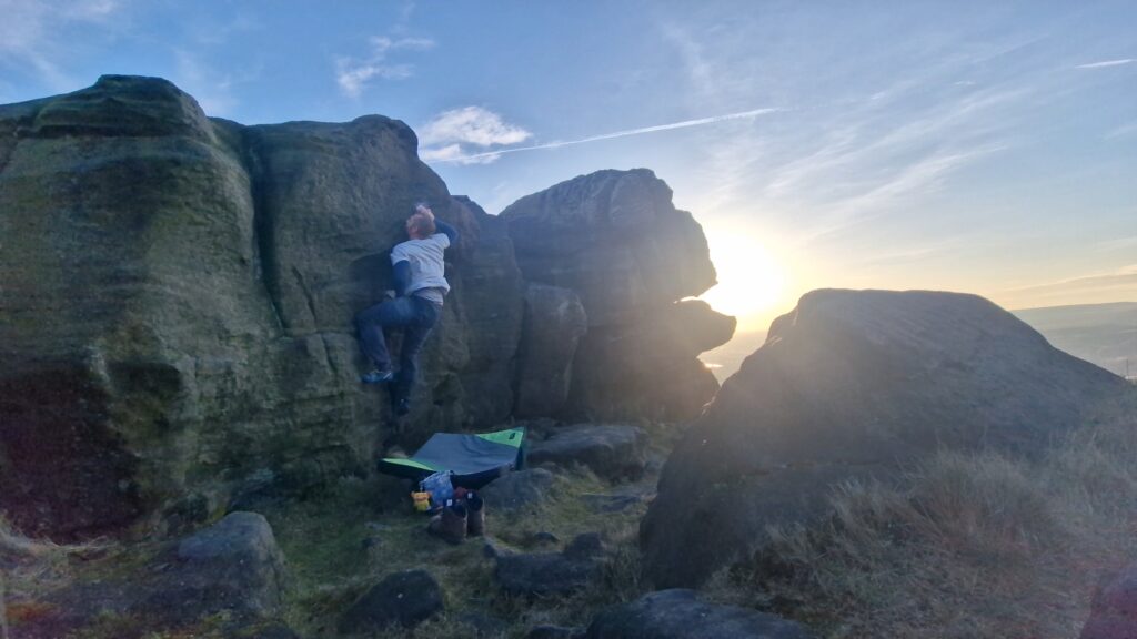 Me on an "invalid" ascent of the Lushering during a sunset in March 2025.